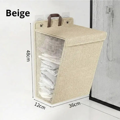 Panier à linge mural pliable – Sac à linge adhésif sans perçage
