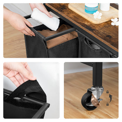 Panier à linge 3 compartiments 120L sur roulettes