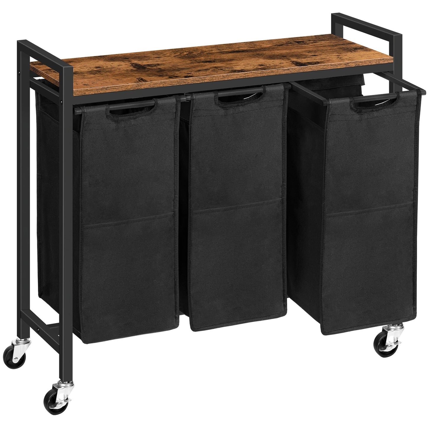 Panier à linge 3 compartiments 120L sur roulettes